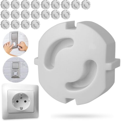 Klebefreie Babyschutz-Steckdosenabdeckungen 20 Stück in weiß passend für Schuko-Steckdosen Typ F Kindersicherung Fingerschutz zum Einstecken Steckdosenschutz Babyschutz Steckdose Kindersicherung Steck