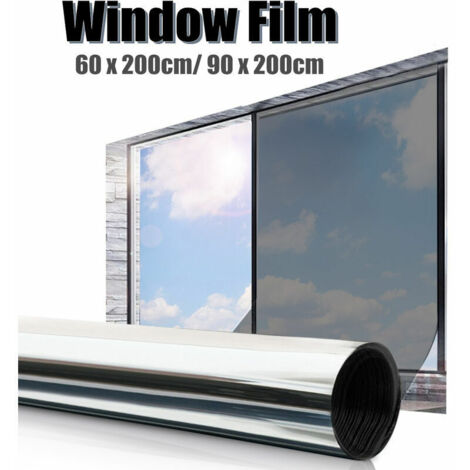 Kleberfreie Glasfolie Sonnenschutzmembran Fensteraufkleber Silber Schwarz Zwei Größen PE-Folie 90x200cm (Silber, 90x200cm)
