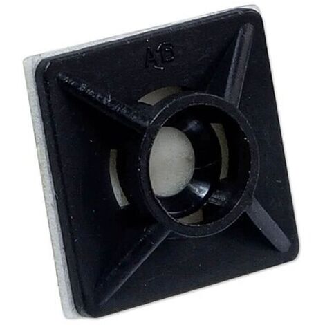 Klebesockel 19 x 19 mm für Kabelbinder bis 3,6 mm - Farbe schwarz - Beutel 100 Stück