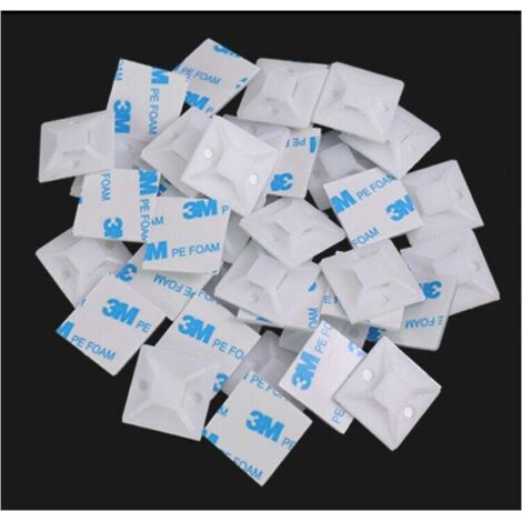 Klebesockel für Kabelbinder, 100 Stück (18,5 mm x 18,5 mm), selbstklebende Kabelbinder, selbstklebende Kabelbinder, Kunststoff-Kabelbinderhalter, Basis für Kabelbinder, weiß. FLITI