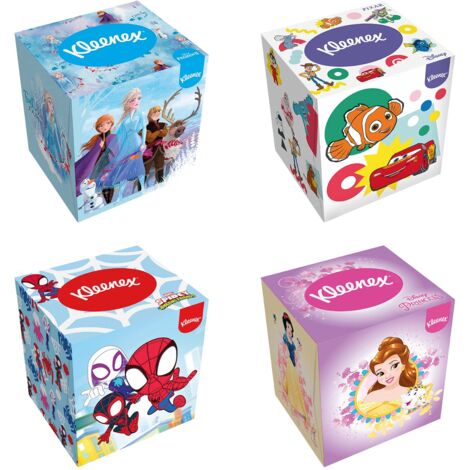 KLEENEX - Fazzoletti Disney Cubic Box (12 scatole da 48 fazzoletti) - giocoso con i personaggi preferiti dei tuoi bambini