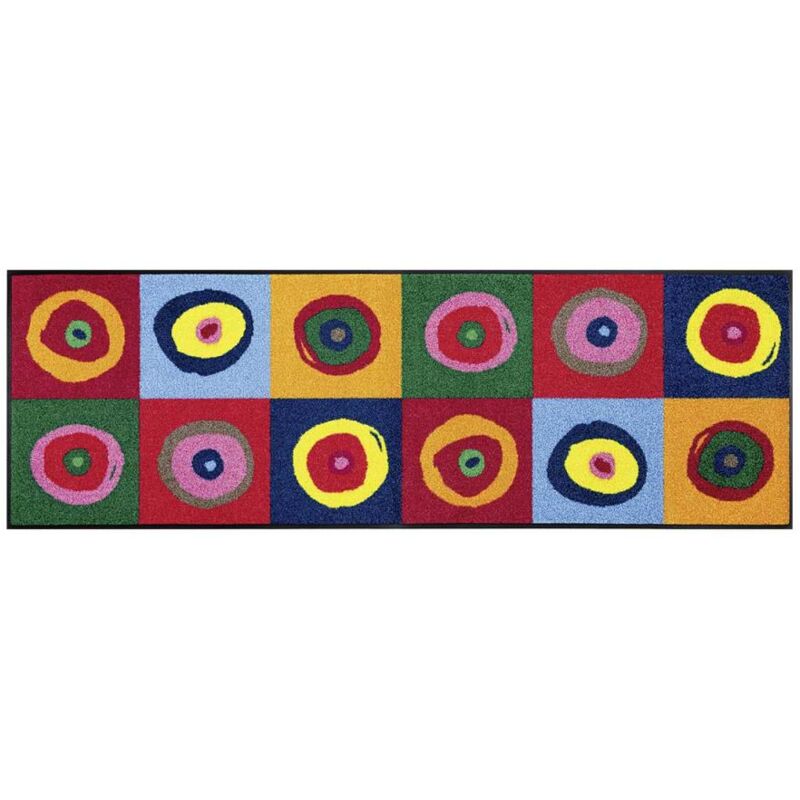 Tapis salon et chambre 75x120 multicolore rectangle tissé motif rond sergej