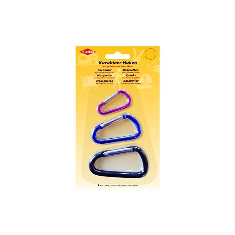 Kleiber - mousqueton, set de 3, couleurs assorties noir 52418