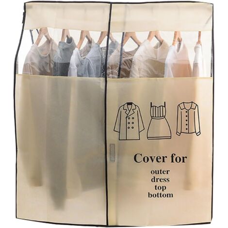Kleideraufbewahrungsbeutel, hängende Kleideraufbewahrungsbeutel, Aufbewahrungsbeutel aus Vliesstoff für Hemden, Anzüge, Mäntel, für Zuhause, Schlafzimmer (beige, 120 x 120 cm)