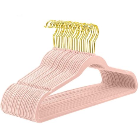 Kleiderbügel, 10er-Pack Samtkleiderbügel (rosa/schwarz)