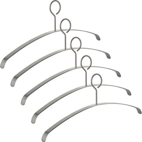 Kleiderbügel echt Edelstahl 455 x 20 x 185 mm mit geschlossener Öse, 5 Stück