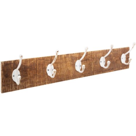 Kleiderhaken aus Holz 5 Haken 15 × 74 cm