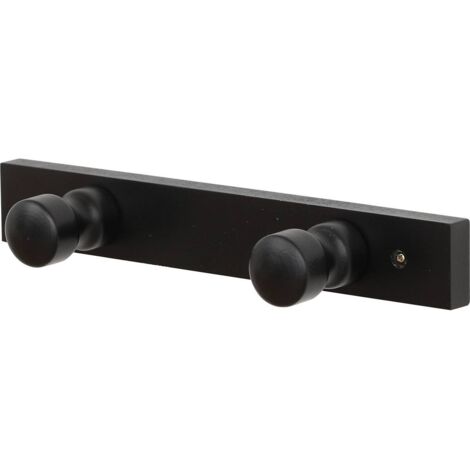 Kleiderhaken aus holz zum befestigen mit 2 haken - schwarz - Tendance