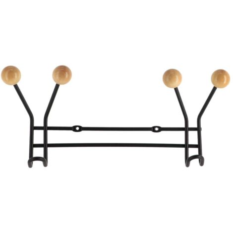 Kleiderhaken aus metall mit 2 haken zur befestigung an der holzdekoration - schwarz holz - Tendance