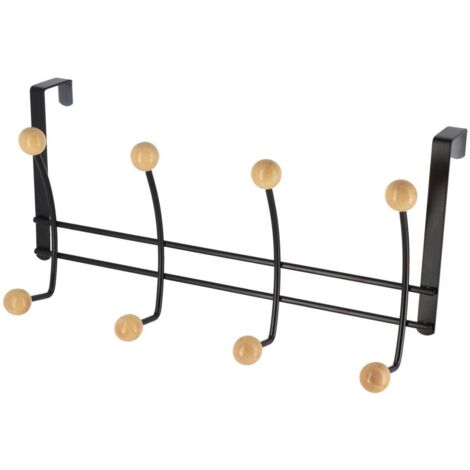 Kleiderhaken aus metall mit 8 haken - schwarz holz - Tendance