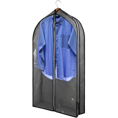 Kleidersack [Aufbewahrungstasche] für Kleiderschrank  4 x 100 x 60 cm  Schwarz/Grau  Vliesstoff  Doppelreißverschluss