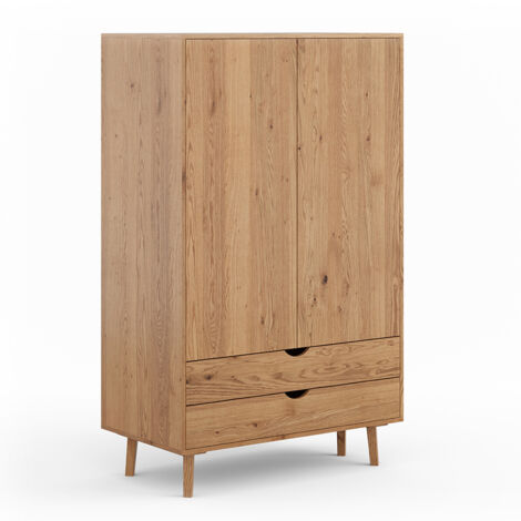 Kleiderschrank 110 cm breit Eiche massiv SIENA-163