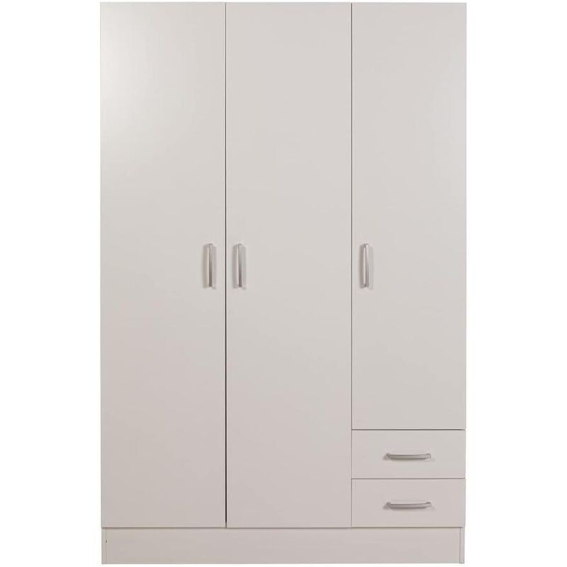 Iperbriko Transparent Kleiderschrank 3 Türen + 2 Schubladen 120X50 Weiß