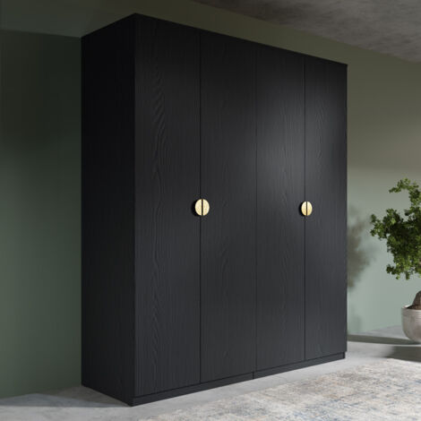 Kleiderschrank 4-türig in schwarz MOLONG-166