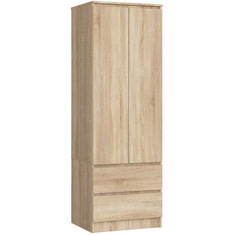 Kleiderschrank AKORD S60 Sonoma-Eiche 60 cm 2 Türen 2 Schubladen Regal B60 x H180 x T51 cm