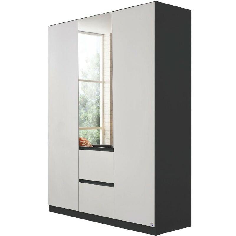 Kleiderschrank Amelie weiß - grau-metallic 3 Türen B 136 cm