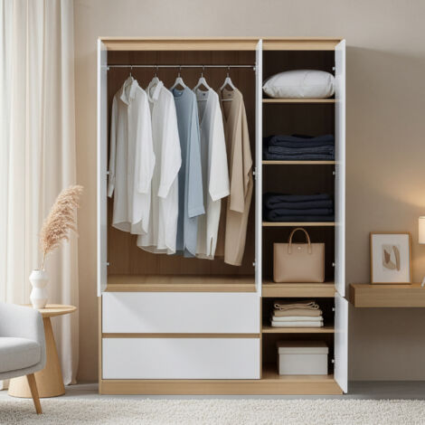 Kleiderschrank Bastheim 176x120x52 cm 6 Fächer [en.casa]