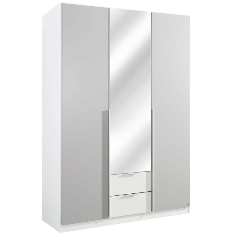 Kleiderschrank Bela grau - weiß 3 Türen B 136 cm - H 197 cm