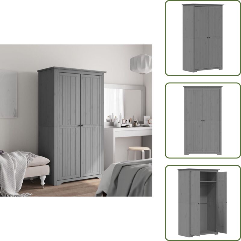 Vidaxl The Living Store Kleiderschrank Bodo Grau 99x53, 5x173 Cm Massivholz Kiefer - Küchenschrank - Kleiderschrank - Garderobe - Französischer Stil