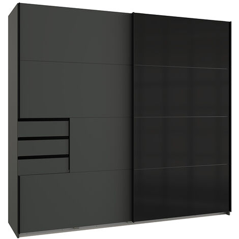 Kleiderschrank BRIXEN-43 mit Schwebetüren in graphit mit schwarz, B/H/T ca. 225/208/65 cm