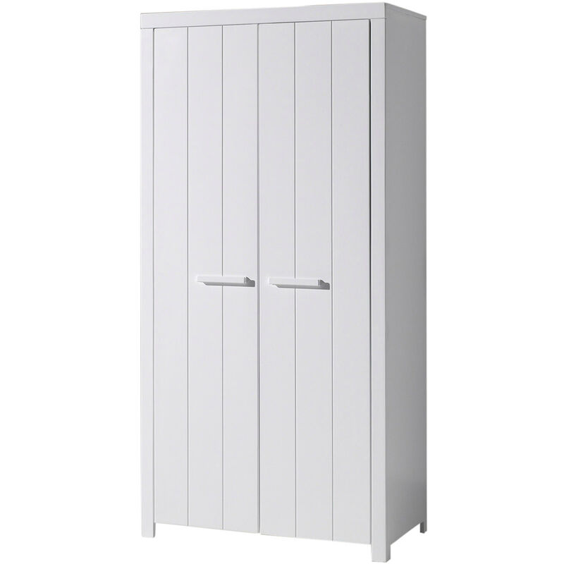 Kleiderschrank CANNES-12 mit 2 Türen, weiß lackiert, B x H x T ca. 99,5 x 205,5 x 57,5 cm