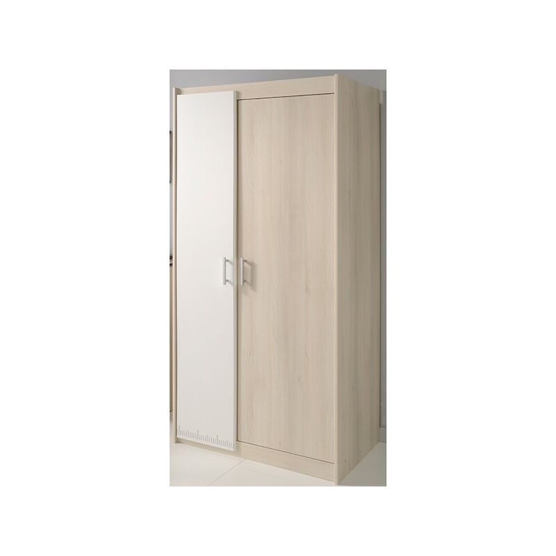 Kleiderschrank Charly 2-trg Akazie - weiß B 85 cm - H 180 cm - T 52 cm - Parisot