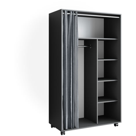 Kleiderschrank Doros, Grau, 100 x 168 cm, Vicco
