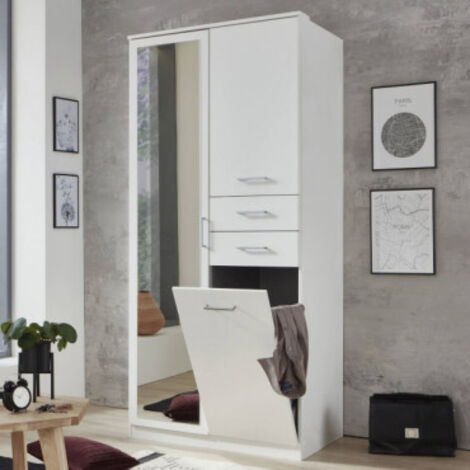 WIMEX Kleiderschrank Drehtürenschrank Wäscheschrank Wäschetruhe FRANKFURT Weiß 2trg.