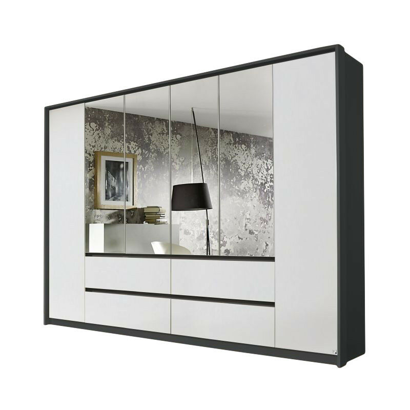 Kleiderschrank Ella 3 weiß - grau 6 Türen B 275 cm