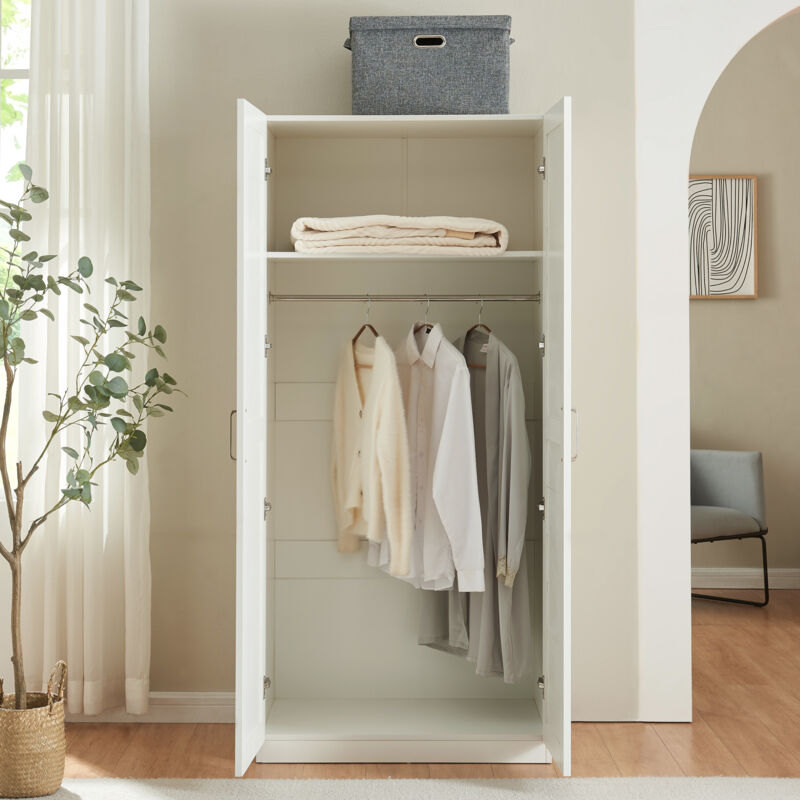 [en.casa] - Armoire de chambre Finning 1 étagère mdf 176 x 80 x 52 cm blanc
