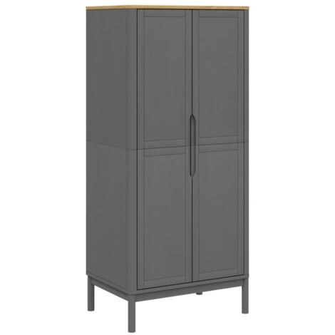 Kleiderschrank FLORO Grau 77x53x171 cm Massivholz Kiefer vidaXL