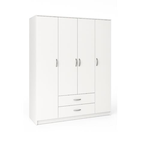 Kleiderschrank Garderobe Mehrzweckschrank Weiss 205 x 160 x 52 cm