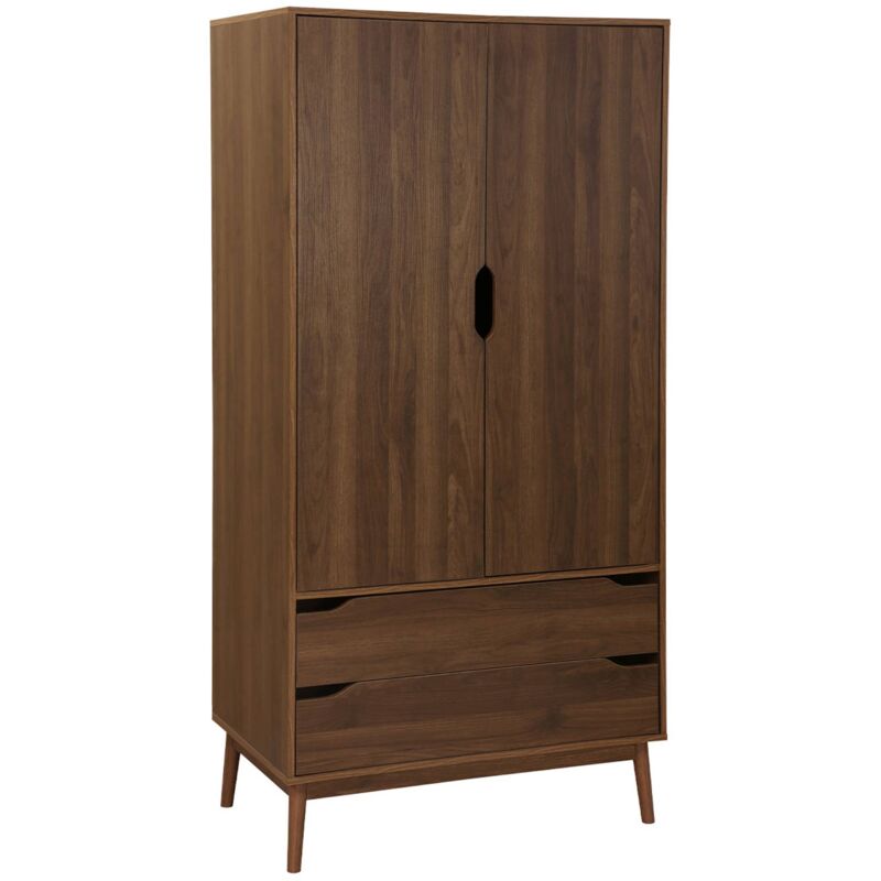 Sweeek - Kleiderschrank Im Vintage-stil Mit Holzdekor, 2 Türen