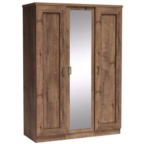 Kleiderschrank in Lefkas Eiche mit Spiegeltür, TEORA-161