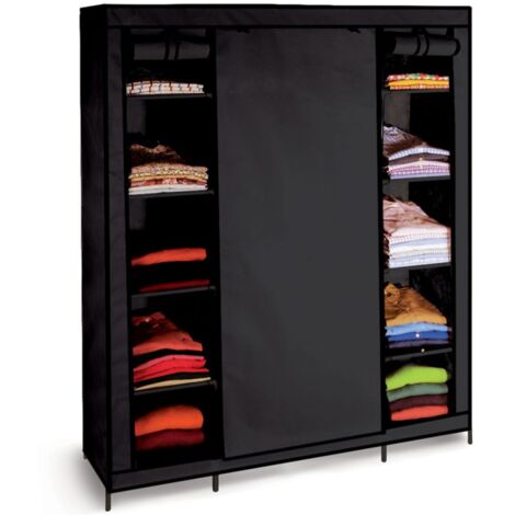 Kleiderschrank Kleiderschrank faltbar Stoff schwarz Dressing XXL