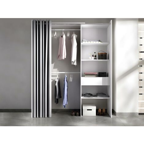 Kauf-unique - Kleiderschrank Kleiderschranksystem - B. 110/160 cm - Weiß & Grau - LAURENT - Weiß