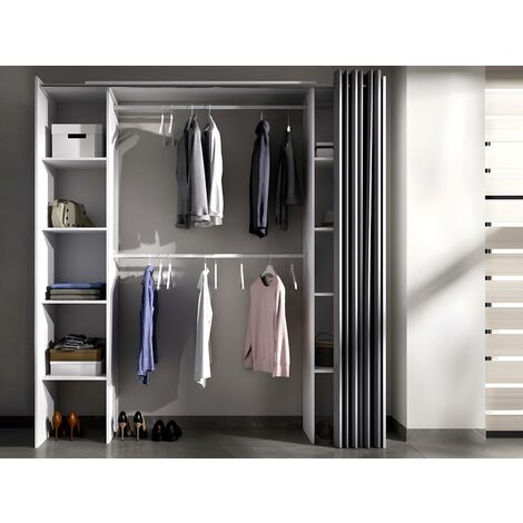 Kleiderschrank Kleiderschranksystem - B. 110/180 cm - Eichefarben & Grau - DORIAN - Naturfarben hell