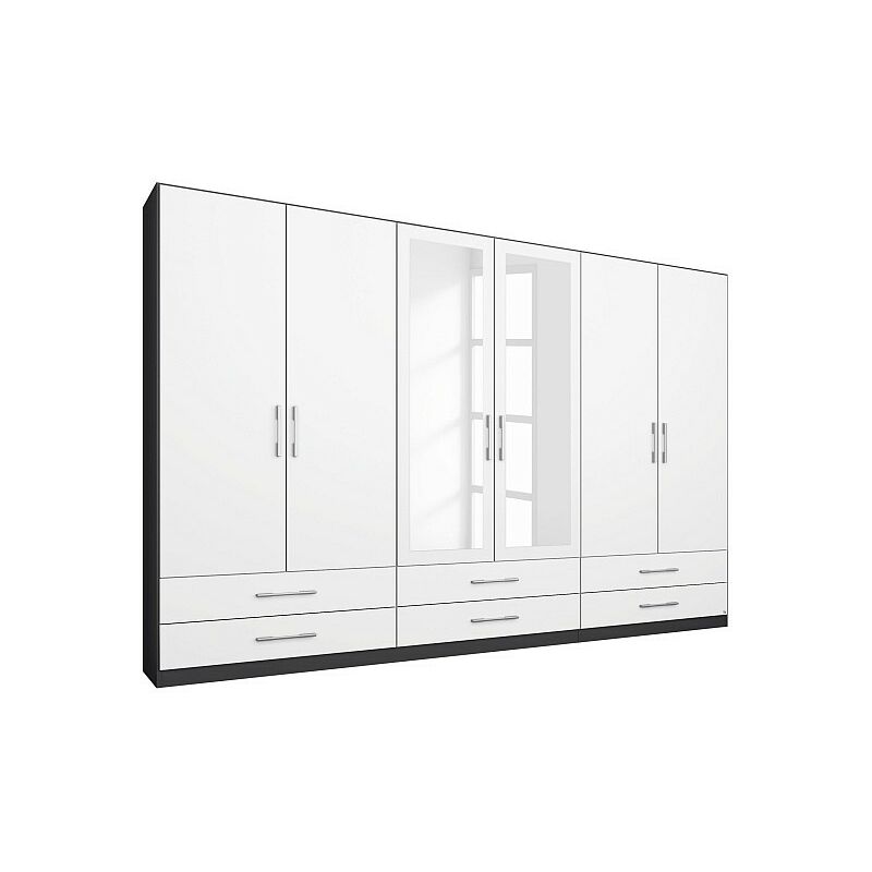 Kleiderschrank Levi grau - weiß 6 Türen B 271 cm - H 210 cm