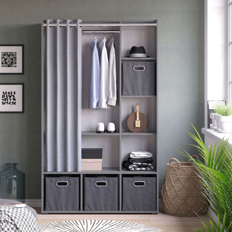 Kleiderschrank Luigi, Grau, 105.8 X 178.1 Cm Mit Faltboxen (grau) Vicco