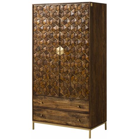 Kleiderschrank Mango 99x55x190 braun geölt DIAMOND 218