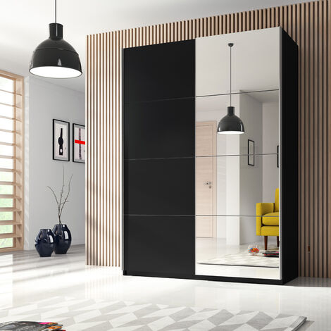 Kleiderschrank mit Schwebetüren BIRMINGHAM-83 in schwarz, B/H/T: ca. 120/210/61 cm