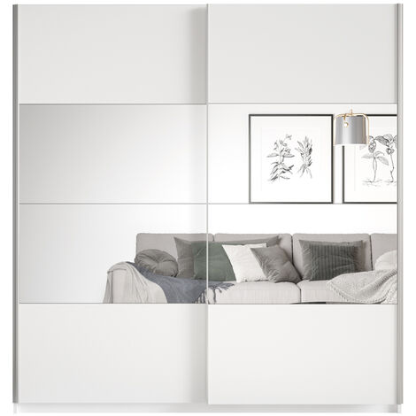 Kleiderschrank mit Schwebetüren BIRMINGHAM-83 in weiß, B/H/T: ca. 180/210/61 cm