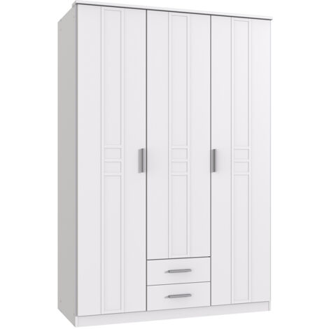 Kleiderschrank mit zwei Schubkästen in weiß BEELEN-43