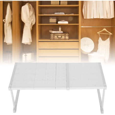 Kleiderschrank-Regalsystem mit Spannsystem, verstellbar und erweiterbar, platzsparendes Design (42 cm x 32 cm x 67–88 cm), 14-teilig, Tragkraft 55 kg