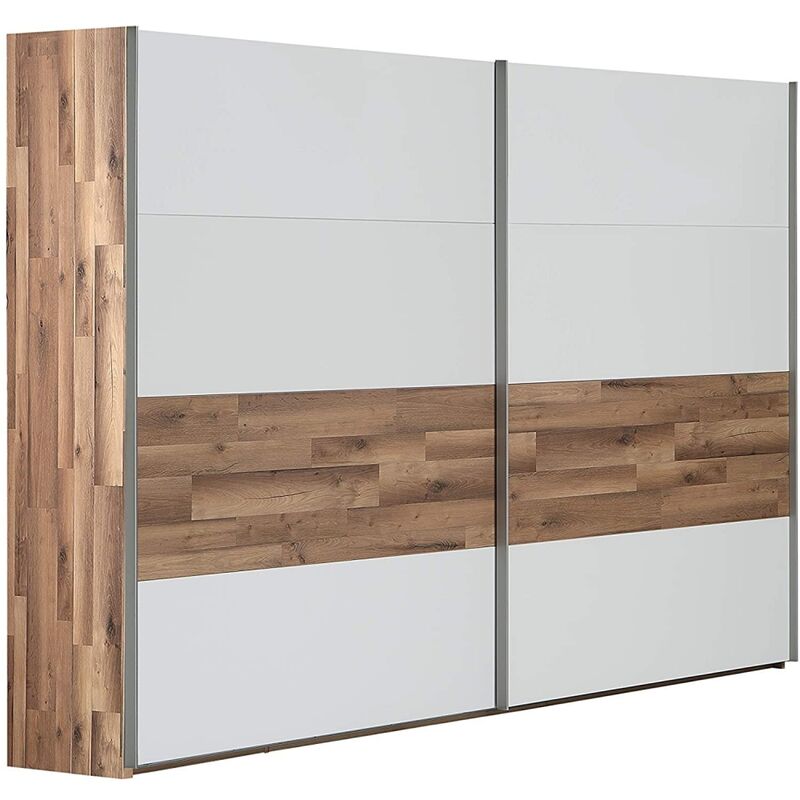 Kleiderschrank Schiebetüren Schwebetüren Schlafzimmer MODERN WAY Stabeiche Nb. / Weiß ca. 270 cm-'SW15073'