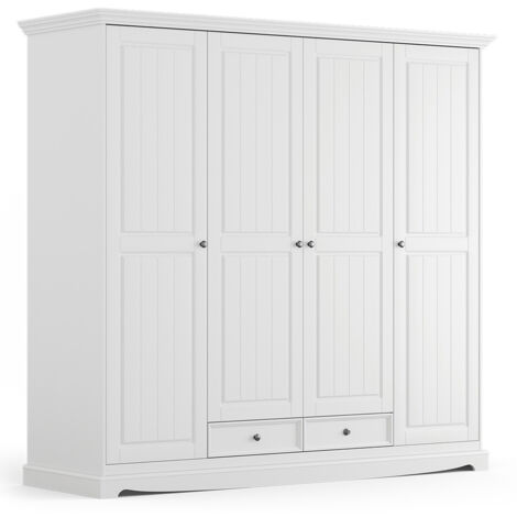 Kleiderschrank Schlafzimmer, Massivholz in weiß BORMIO-163
