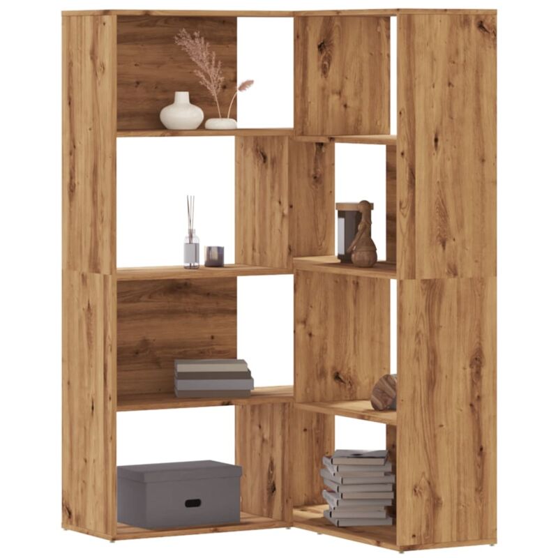 Eck-bücherregal 4 Etagen Artisan-eiche 85x85x140 Holzwerkstoff - Vidaxl