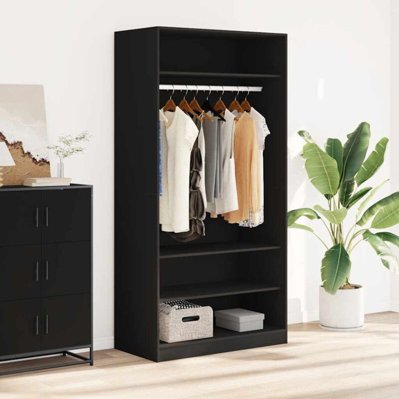 Vidaxl - Kleiderschrank Schwarz 100x50x200 Cm Holzwerkstoff