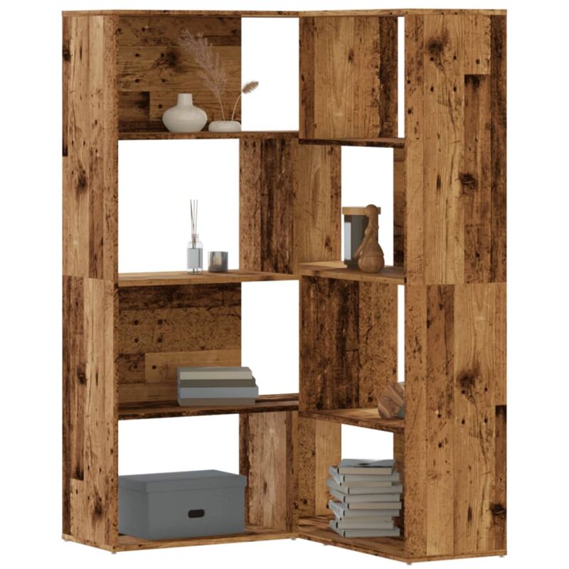 Eck-bücherregal 4 Etagen Antikholz 85x85x140 Cm Holzwerkstoff - Vidaxl