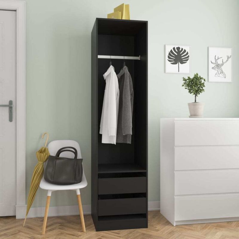 Vidaxl - Kleiderschrank Mit Schubladen Schwarz 50x50x200cm Holzwerkstoff